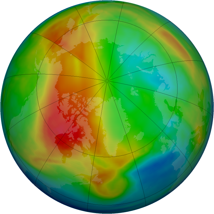 Arctic ozone map for 17 January 2008
